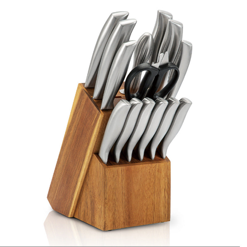 15-Piece Stainless Knife Block Set — Chef & Utility Knives Included
